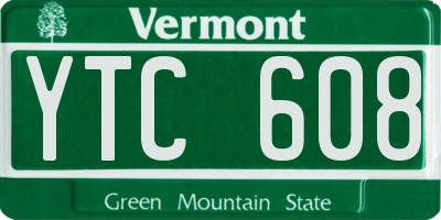 VT license plate YTC608
