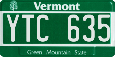 VT license plate YTC635