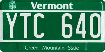 VT license plate YTC640