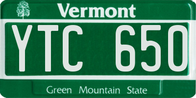 VT license plate YTC650