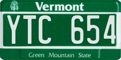VT license plate YTC654