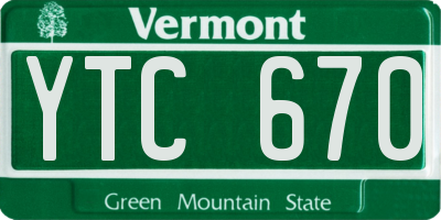 VT license plate YTC670
