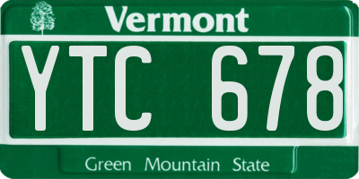 VT license plate YTC678