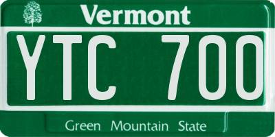 VT license plate YTC700