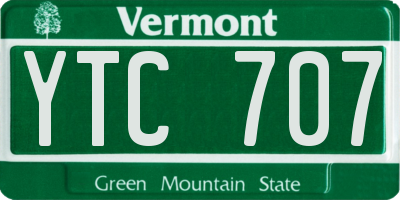 VT license plate YTC707