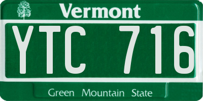 VT license plate YTC716