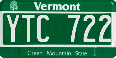 VT license plate YTC722