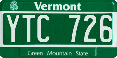 VT license plate YTC726