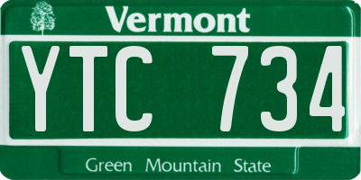 VT license plate YTC734
