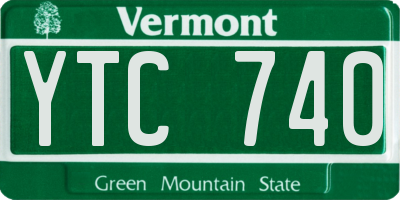 VT license plate YTC740