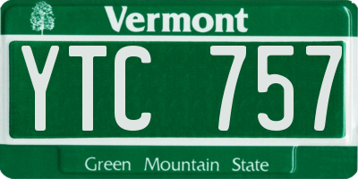 VT license plate YTC757