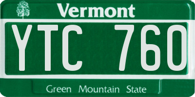 VT license plate YTC760