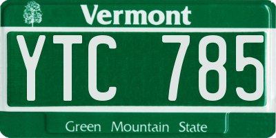 VT license plate YTC785