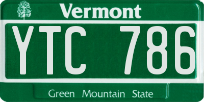 VT license plate YTC786