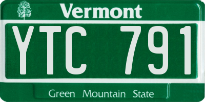VT license plate YTC791