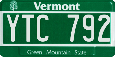 VT license plate YTC792
