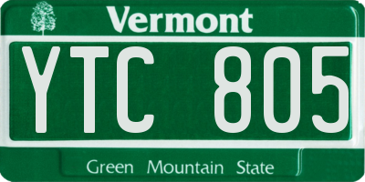 VT license plate YTC805