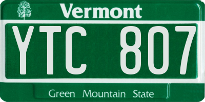 VT license plate YTC807