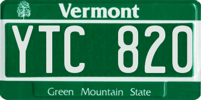 VT license plate YTC820
