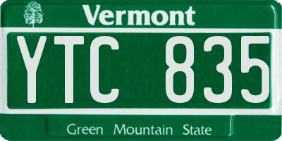VT license plate YTC835