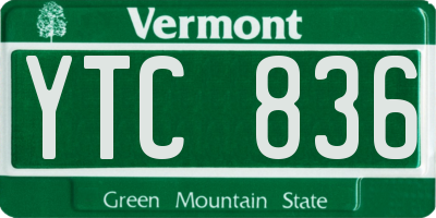 VT license plate YTC836