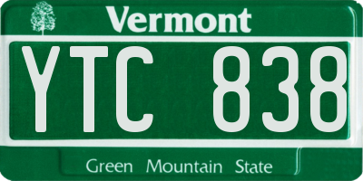VT license plate YTC838