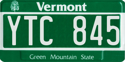 VT license plate YTC845