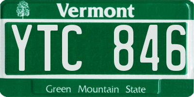 VT license plate YTC846