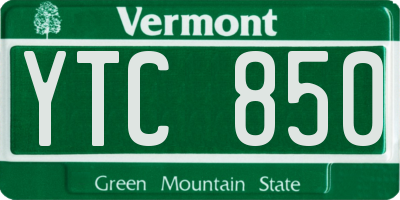 VT license plate YTC850