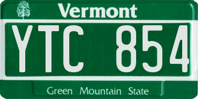 VT license plate YTC854
