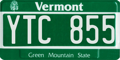 VT license plate YTC855