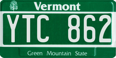 VT license plate YTC862