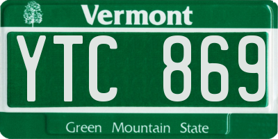 VT license plate YTC869