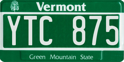 VT license plate YTC875