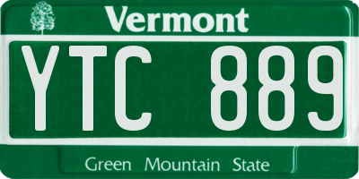 VT license plate YTC889