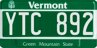 VT license plate YTC892
