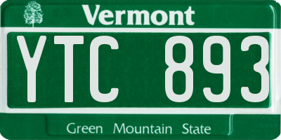 VT license plate YTC893
