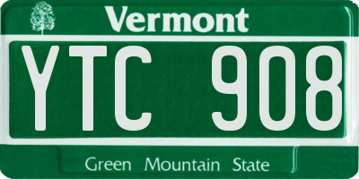 VT license plate YTC908
