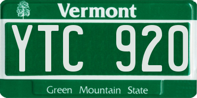 VT license plate YTC920