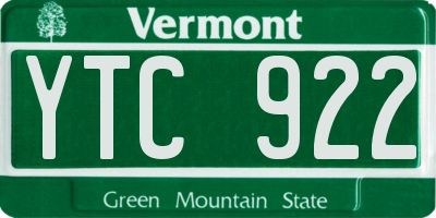 VT license plate YTC922