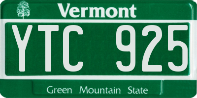 VT license plate YTC925