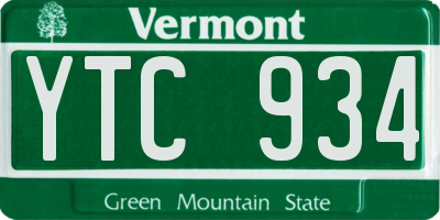 VT license plate YTC934