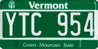 VT license plate YTC954