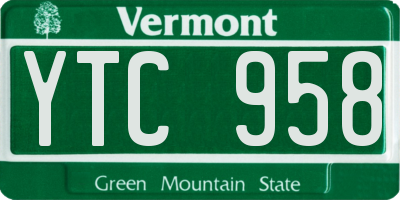 VT license plate YTC958