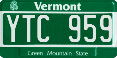 VT license plate YTC959