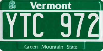 VT license plate YTC972