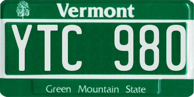 VT license plate YTC980