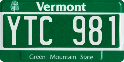 VT license plate YTC981