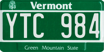 VT license plate YTC984