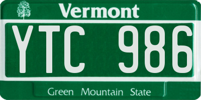 VT license plate YTC986